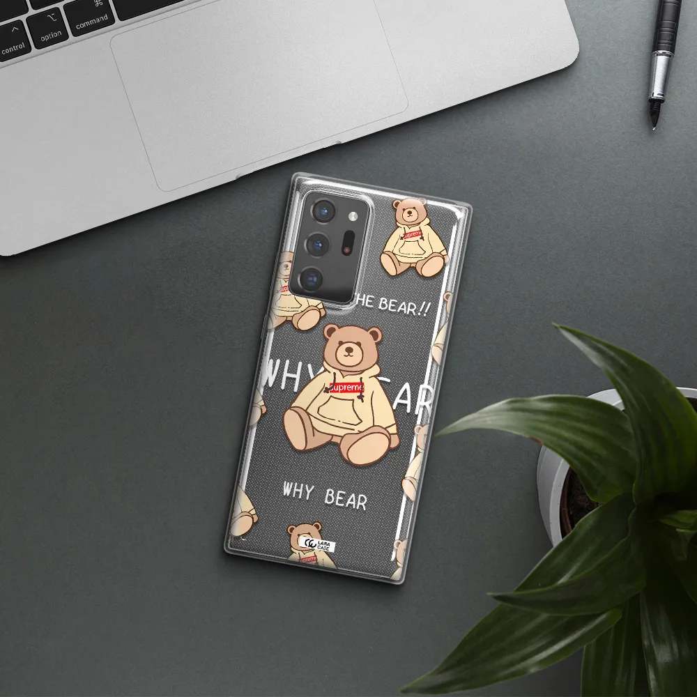 A Pattern Of A Teddy Bear Samsung Note 20 Ultra Clear Tpu Case