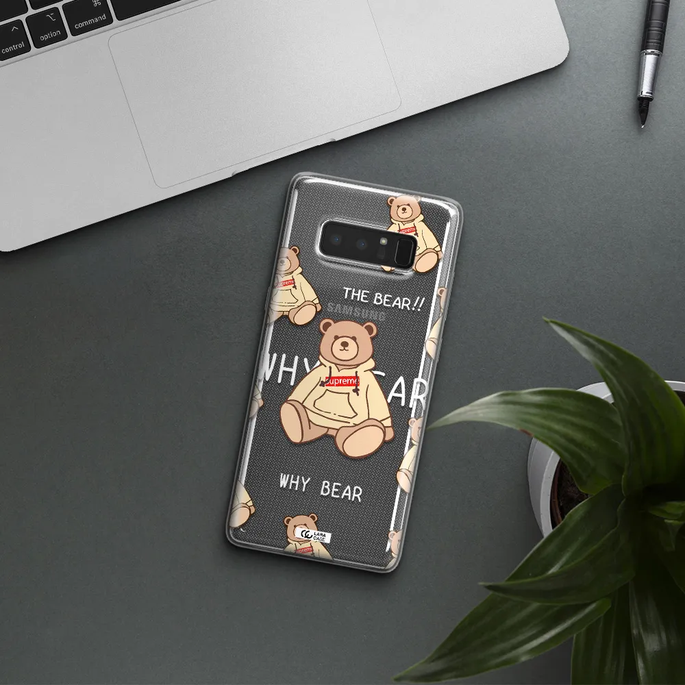 A Pattern Of A Teddy Bear Samsung Note 8 Clear Tpu Case