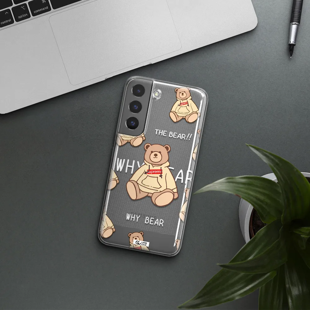 A Pattern Of A Teddy Bear Samsung S 22 Clear Tpu Case