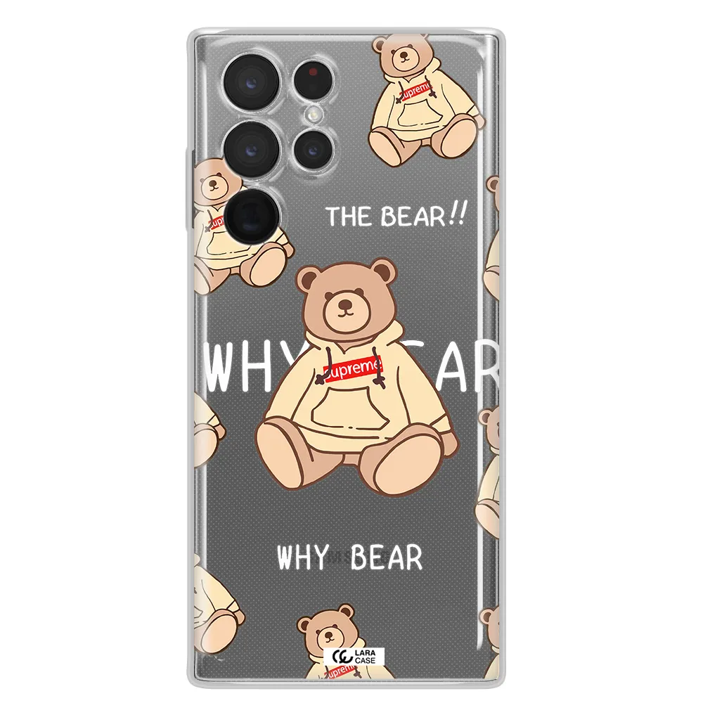 A Pattern Of A Teddy Bear Samsung S 22 Ultra Clear Tpu Case