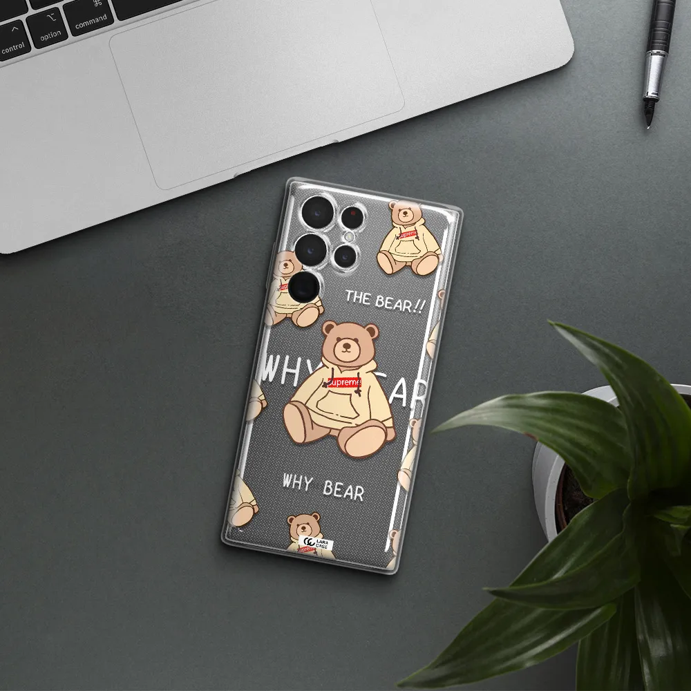 A Pattern Of A Teddy Bear Samsung S 22 Ultra Clear Tpu Case