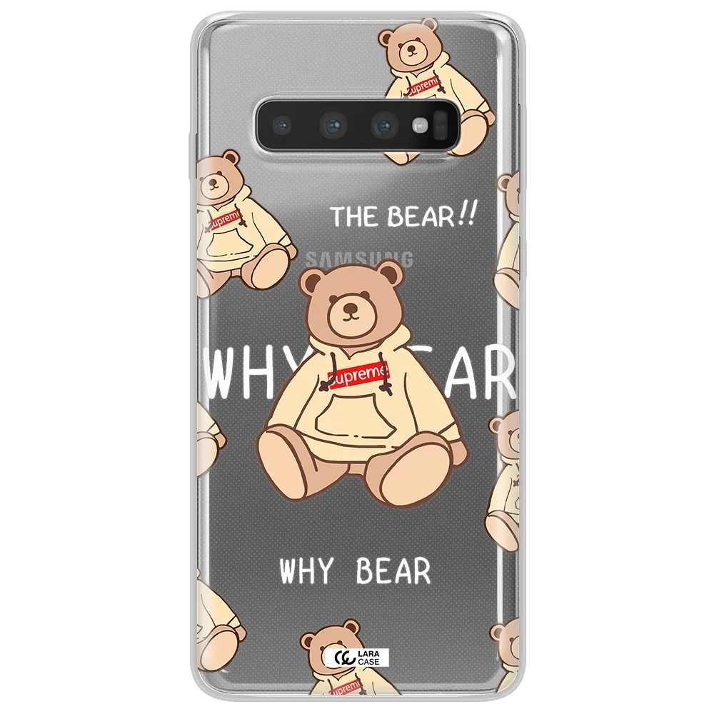 A Pattern Of A Teddy Bear Samsung S10 Plus Clear Tpu Case