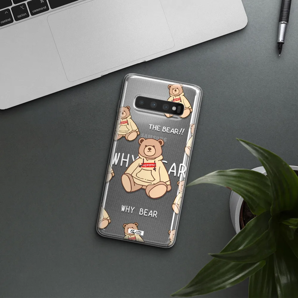 A Pattern Of A Teddy Bear Samsung S10 Plus Clear Tpu Case