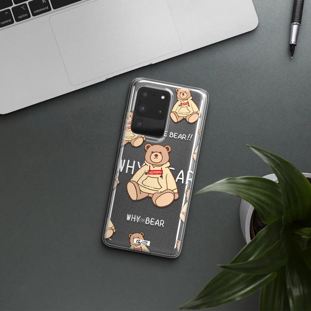 A Pattern Of A Teddy Bear Samsung S20 Ultra Clear Tpu Case