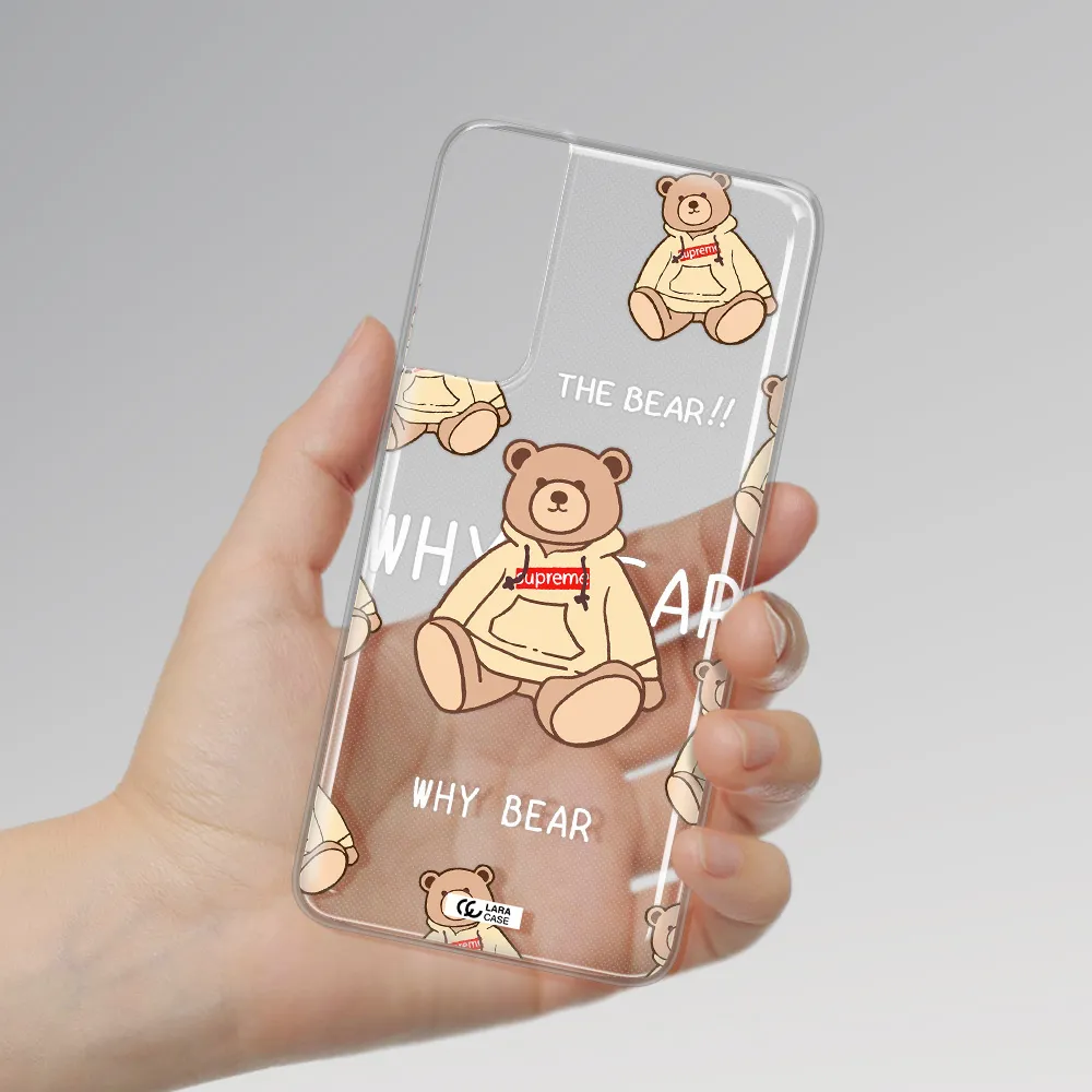 A Pattern Of A Teddy Bear Samsung S21 Clear Tpu Case