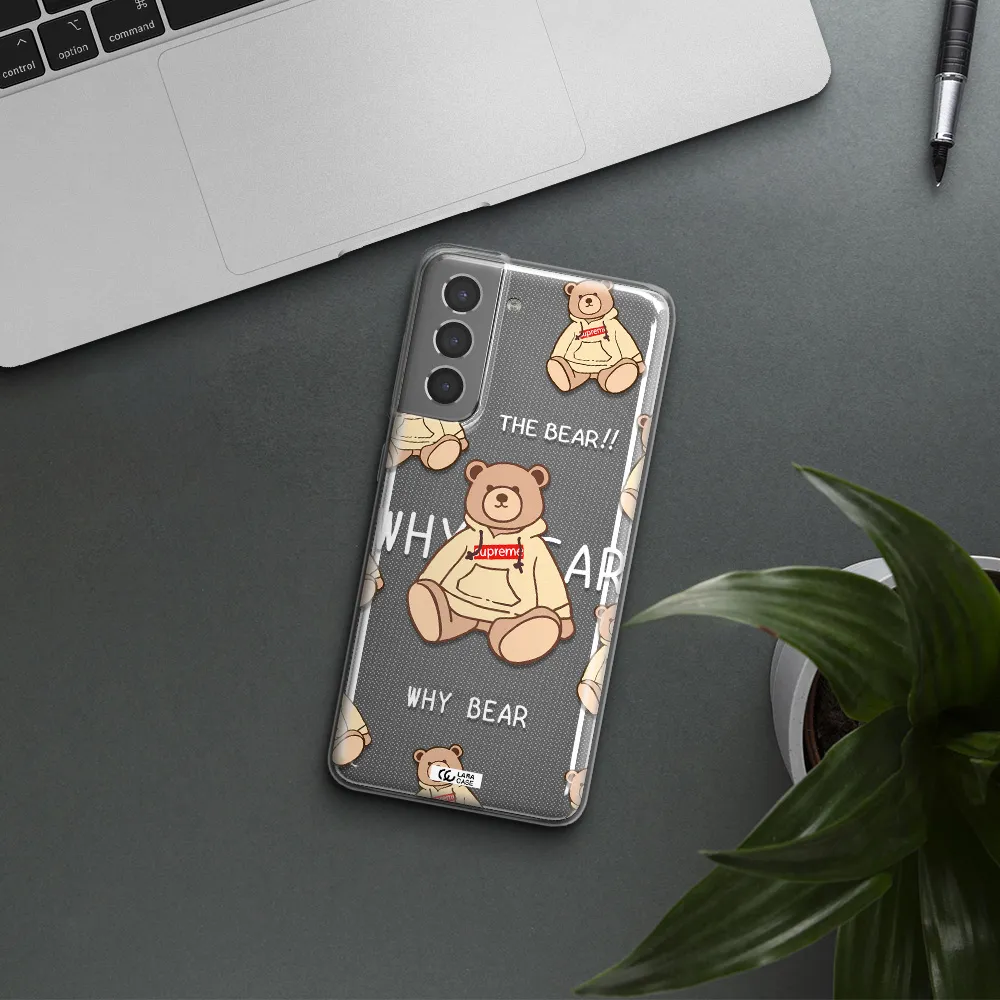 A Pattern Of A Teddy Bear Samsung S21 Clear Tpu Case