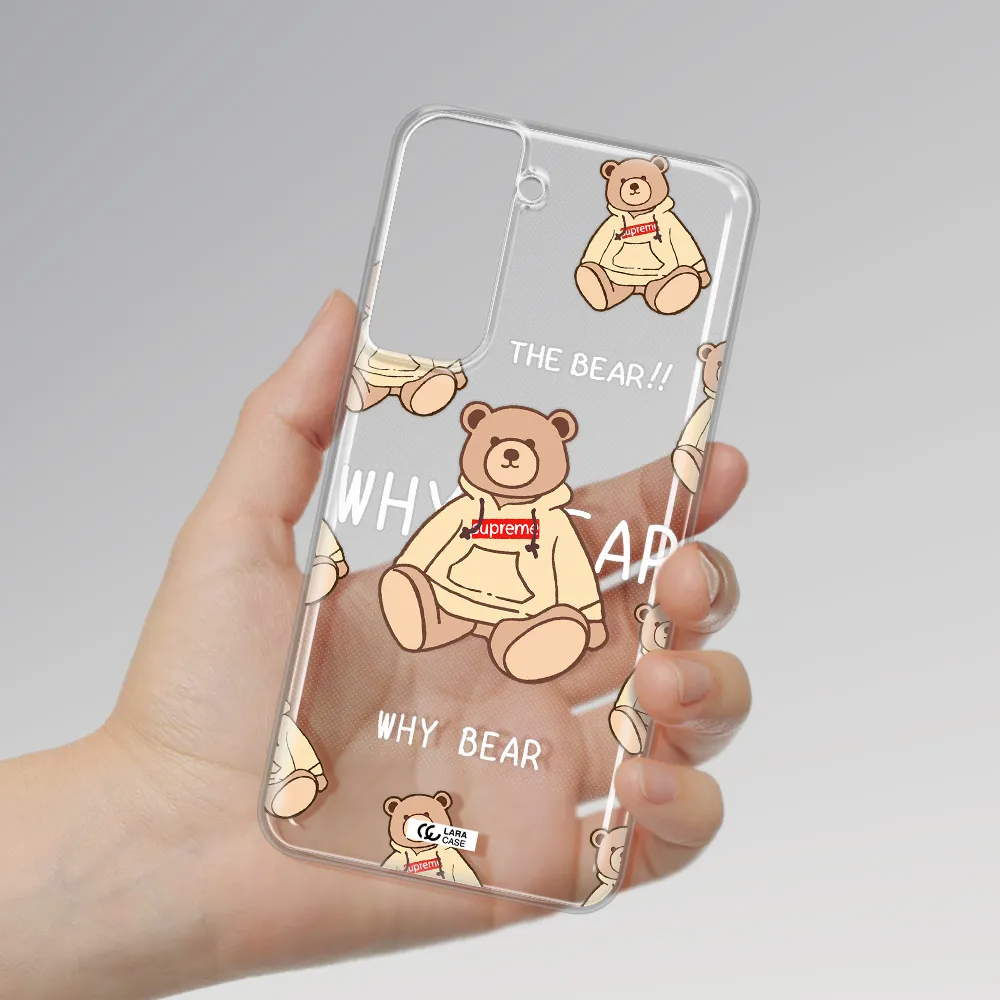 A Pattern Of A Teddy Bear Samsung S21 Fe Clear Tpu Case