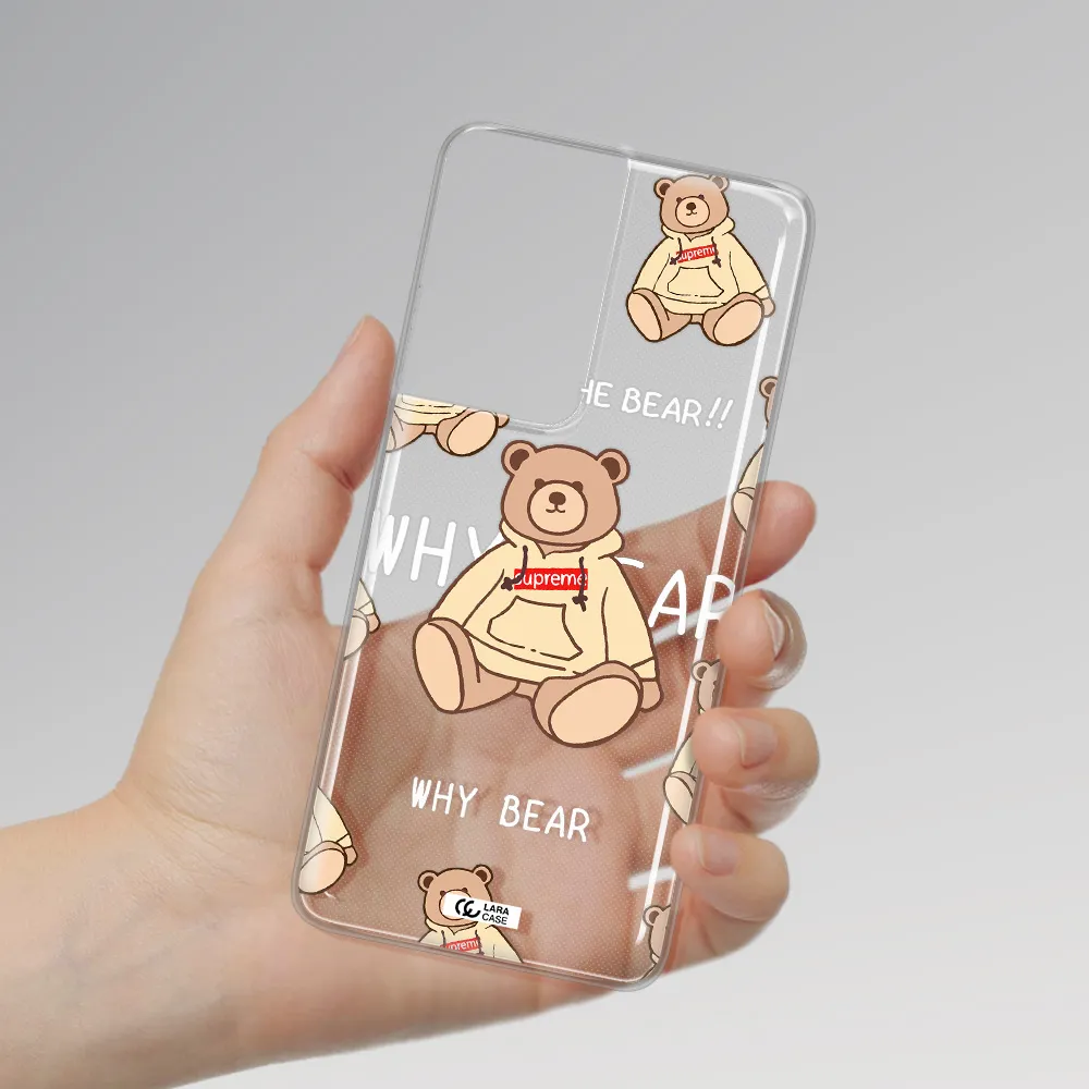 A Pattern Of A Teddy Bear Samsung S21 Ultra Clear Tpu Case