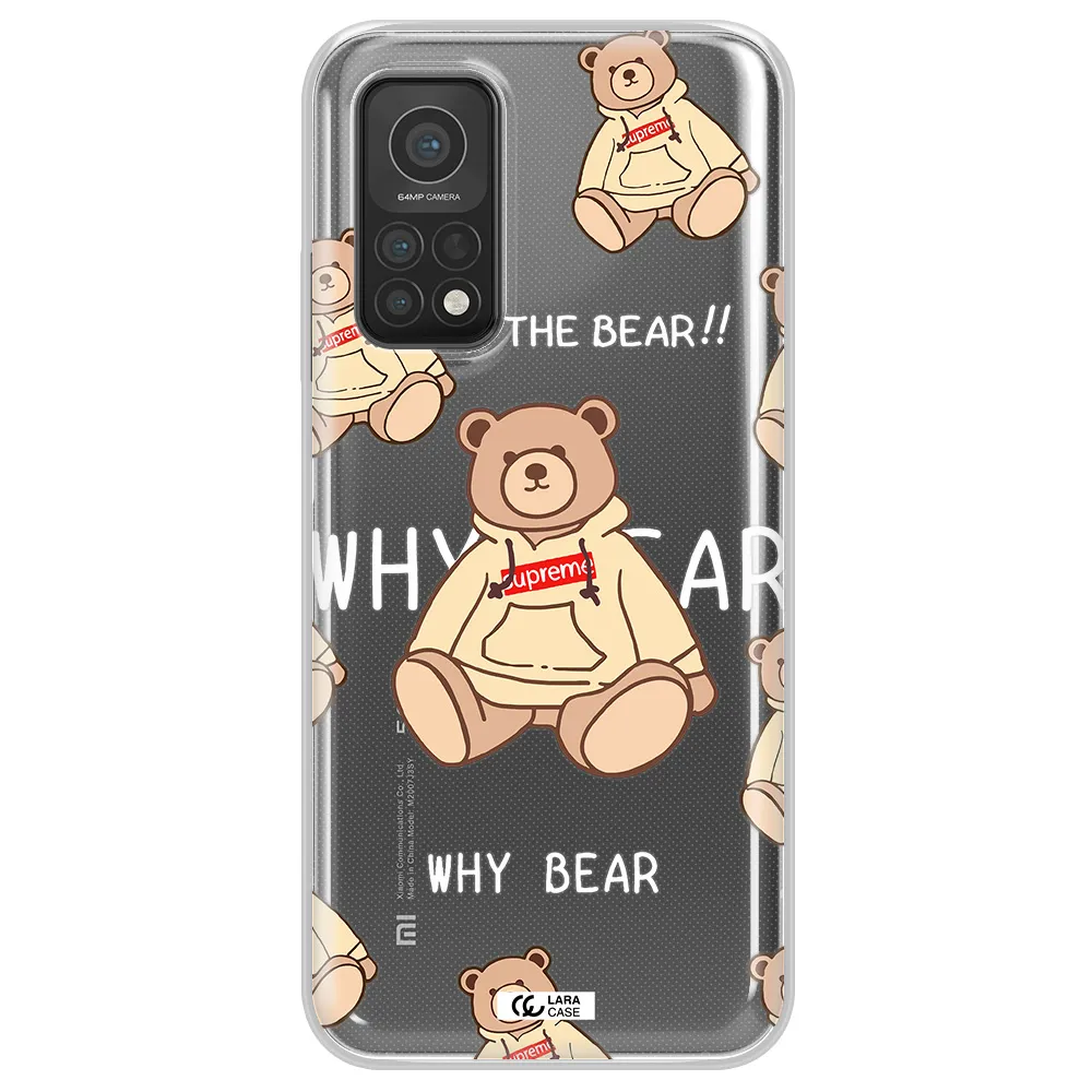A Pattern Of A Teddy Bear Xiaomi Mi 10T Clear Tpu Case
