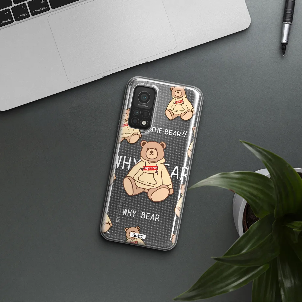 A Pattern Of A Teddy Bear Xiaomi Mi 10T Clear Tpu Case