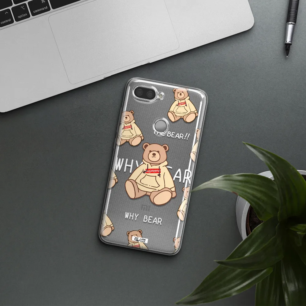 A Pattern Of A Teddy Bear Xiaomi Mi 8 Lite Clear Tpu Case