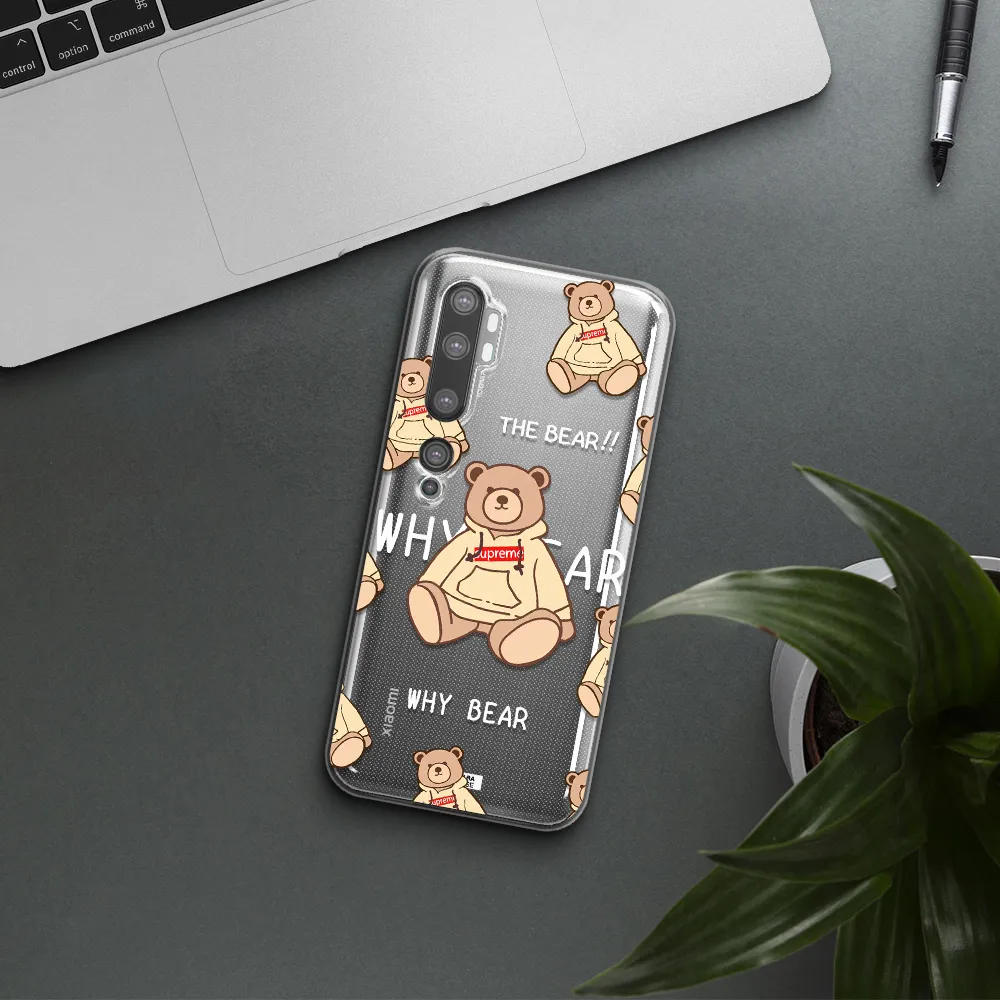 A Pattern Of A Teddy Bear Xiaomi Mi Note 10 Clear Tpu Case