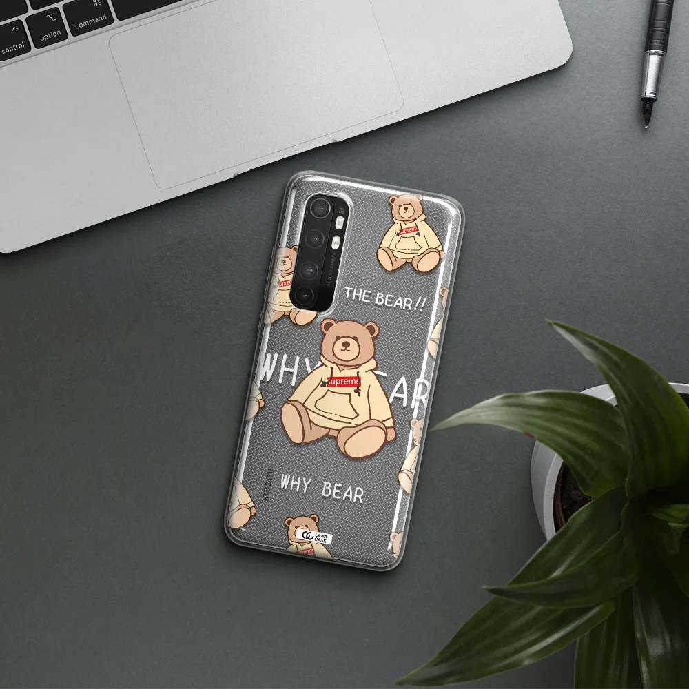 A Pattern Of A Teddy Bear Xiaomi Mi Note 10 Lite Clear Tpu Case
