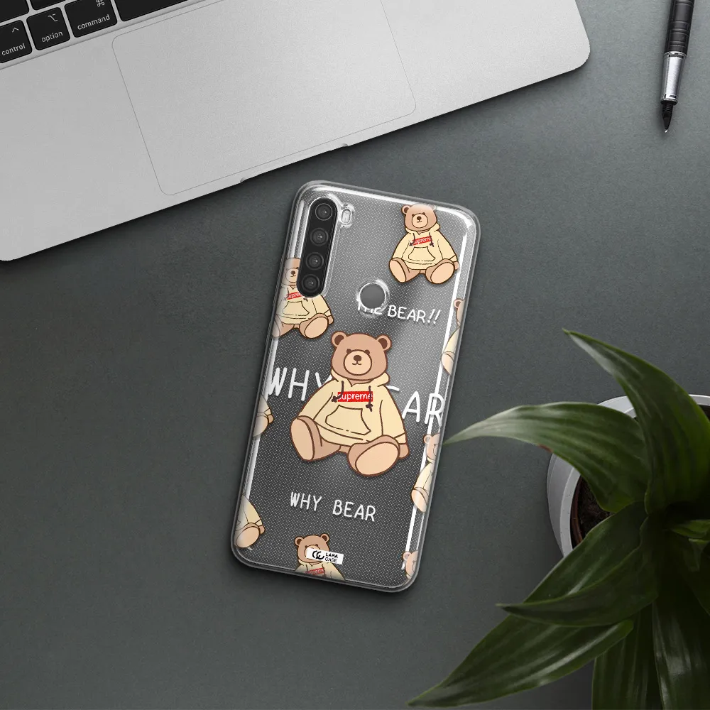 A Pattern Of A Teddy Bear Xiaomi Note 8 Clear Tpu Case