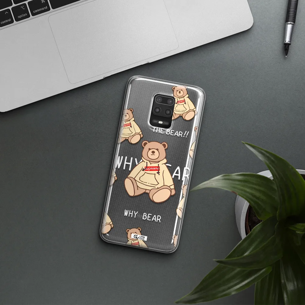 A Pattern Of A Teddy Bear Xiaomi Note 9S Clear Tpu Case
