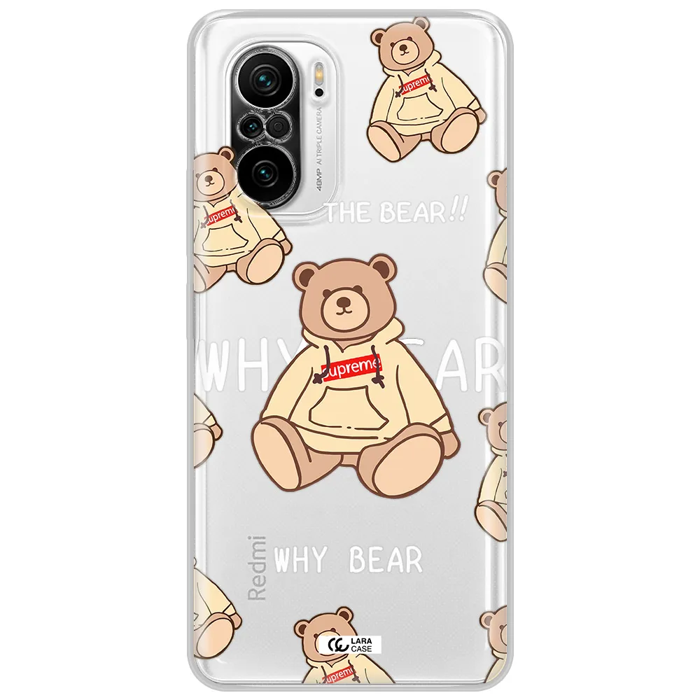 A Pattern Of A Teddy Bear Xiaomi Poco F3 Clear Tpu Case