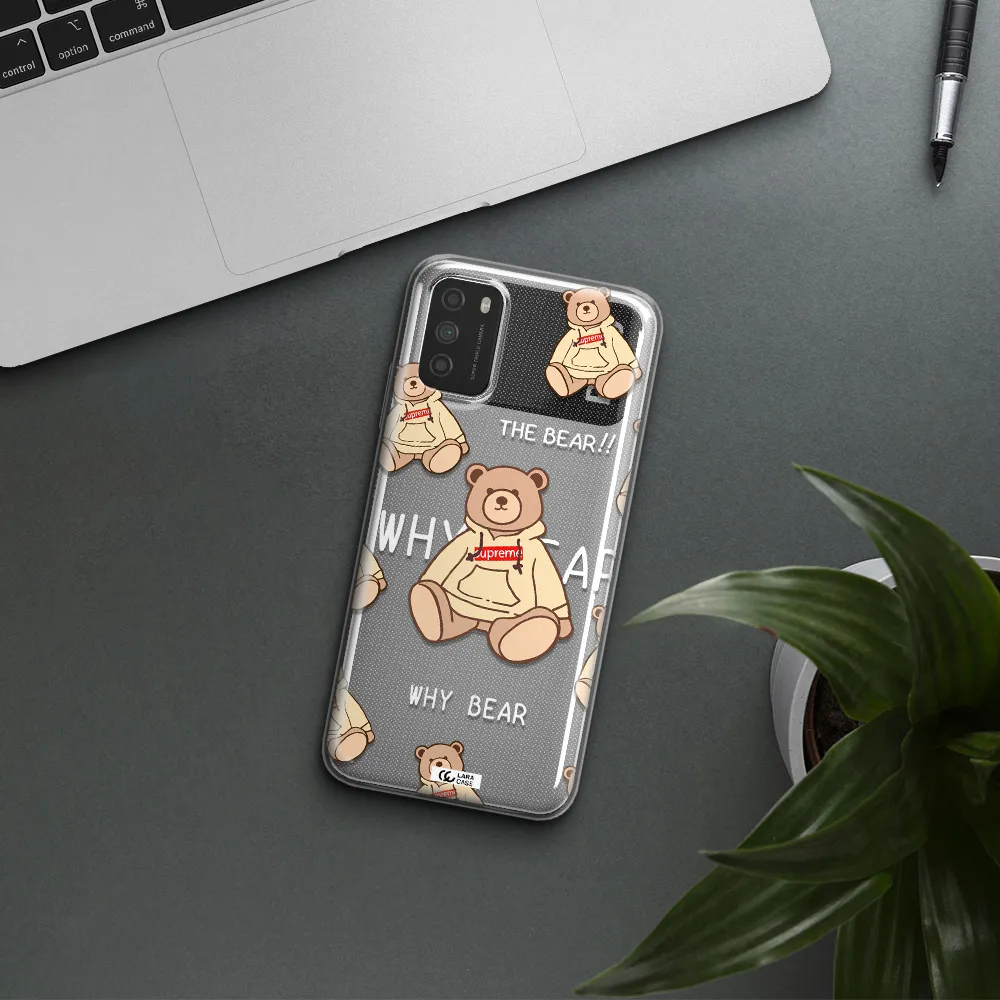 A Pattern Of A Teddy Bear Xiaomi Poco M3 Clear Tpu Case