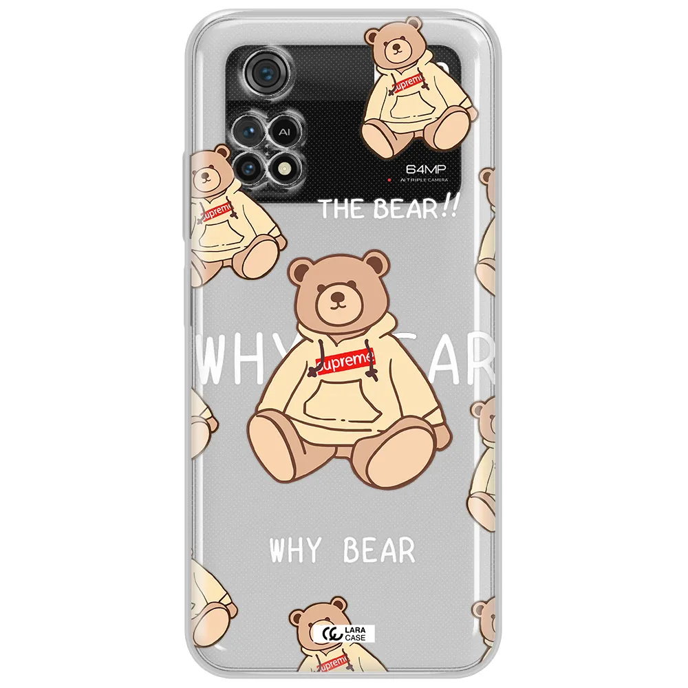 A Pattern Of A Teddy Bear Xiaomi Poco M4 Pro 4G Clear Tpu Case