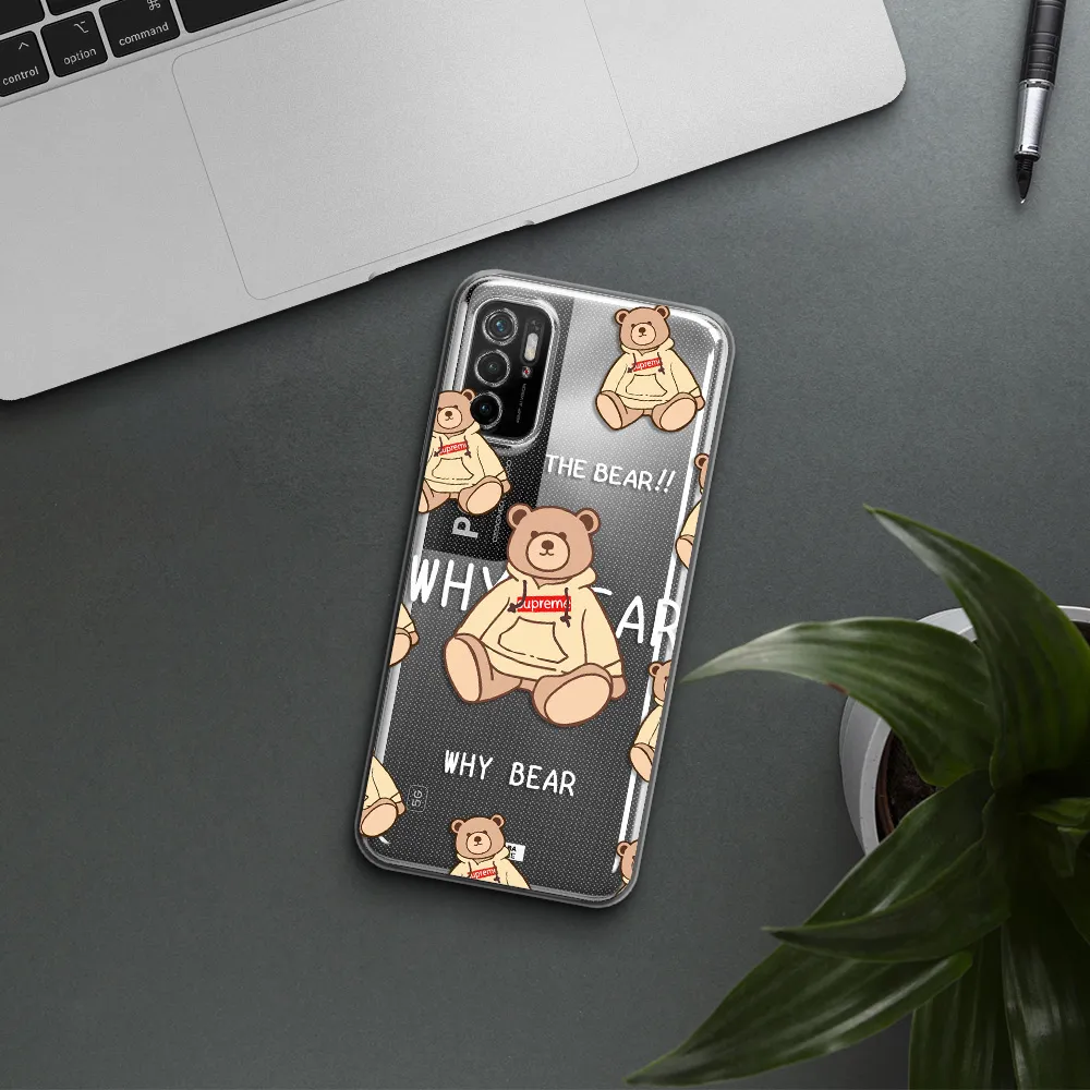 A Pattern Of A Teddy Bear Xiaomi Poco M4 Pro 5G Clear Tpu Case