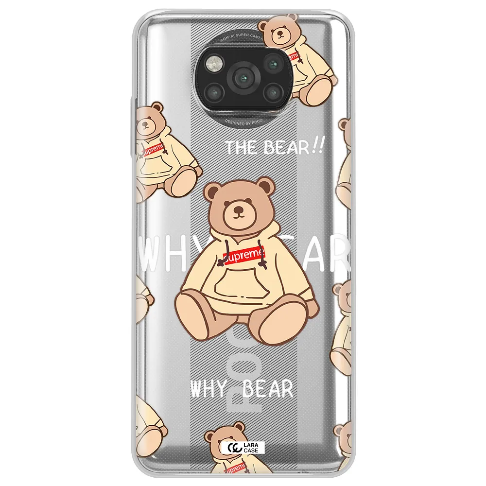 A Pattern Of A Teddy Bear Xiaomi Poco X3 Clear Tpu Case