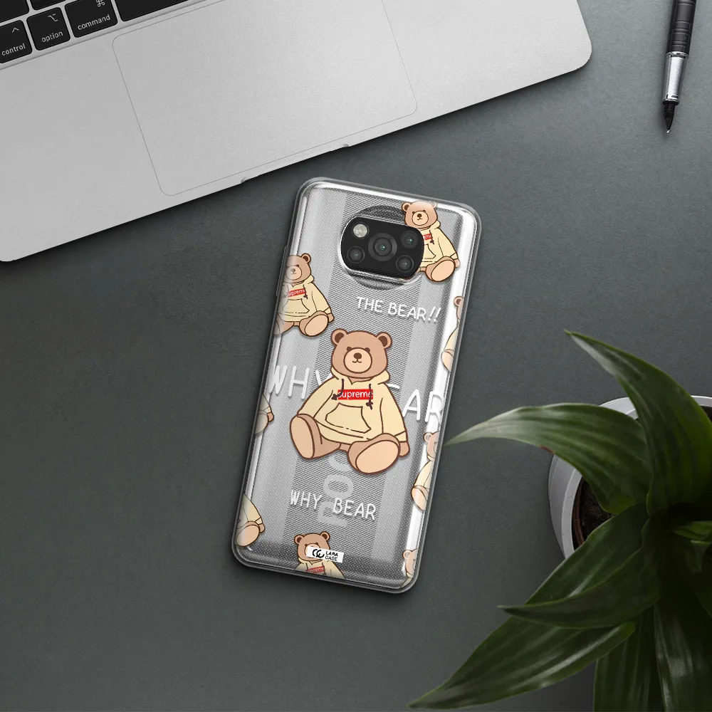 A Pattern Of A Teddy Bear Xiaomi Poco X3 Clear Tpu Case