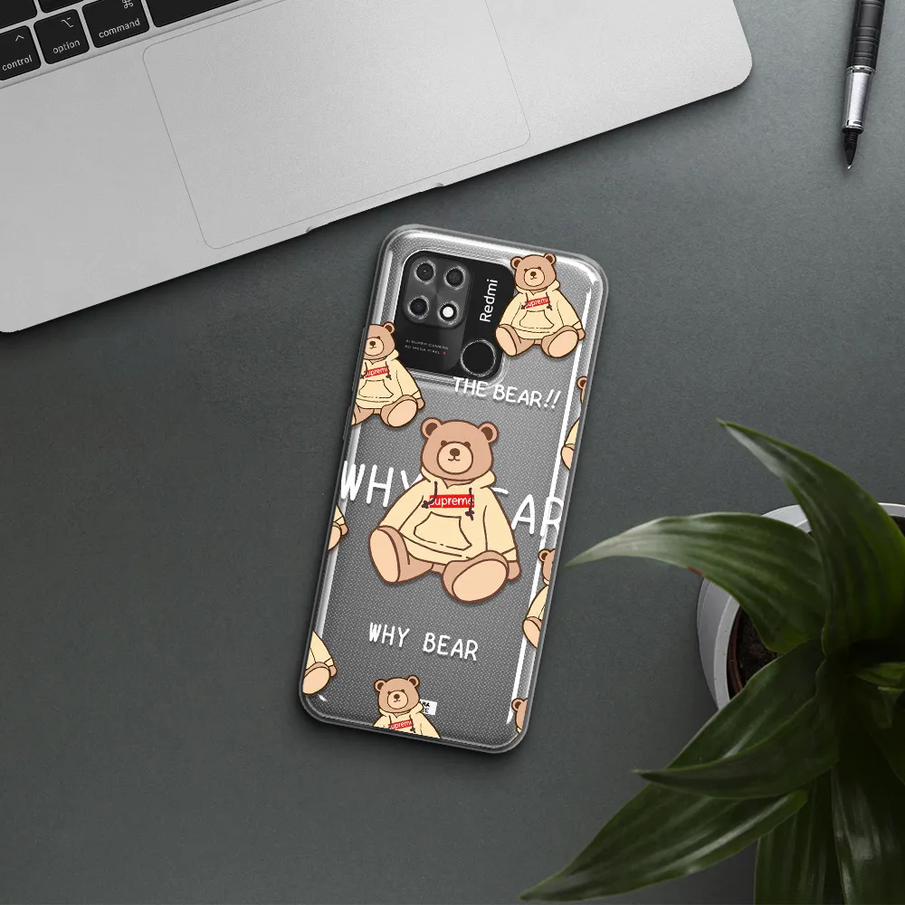 A Pattern Of A Teddy Bear Xiaomi Redmi 10C Clear Tpu Case