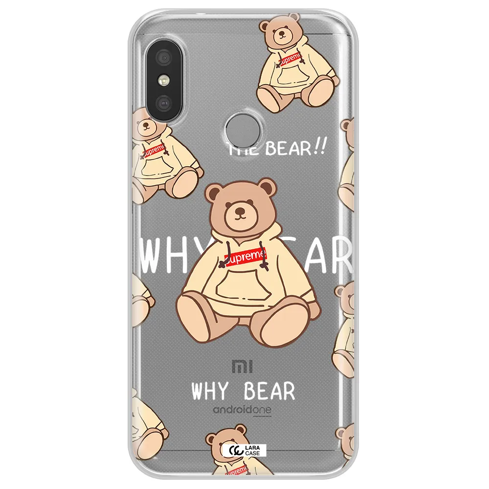 A Pattern Of A Teddy Bear Xiaomi Redmi 6 Pro Clear Tpu Case