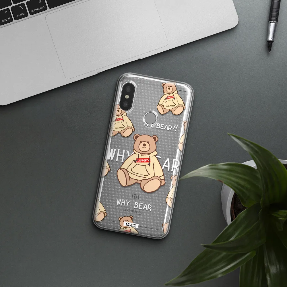 A Pattern Of A Teddy Bear Xiaomi Redmi 6 Pro Clear Tpu Case