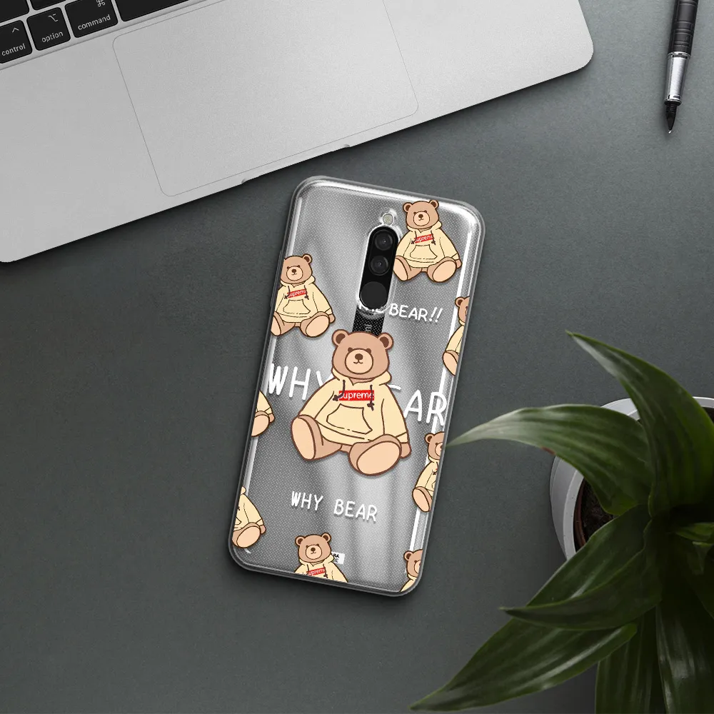A Pattern Of A Teddy Bear Xiaomi Redmi 8 Clear Tpu Case