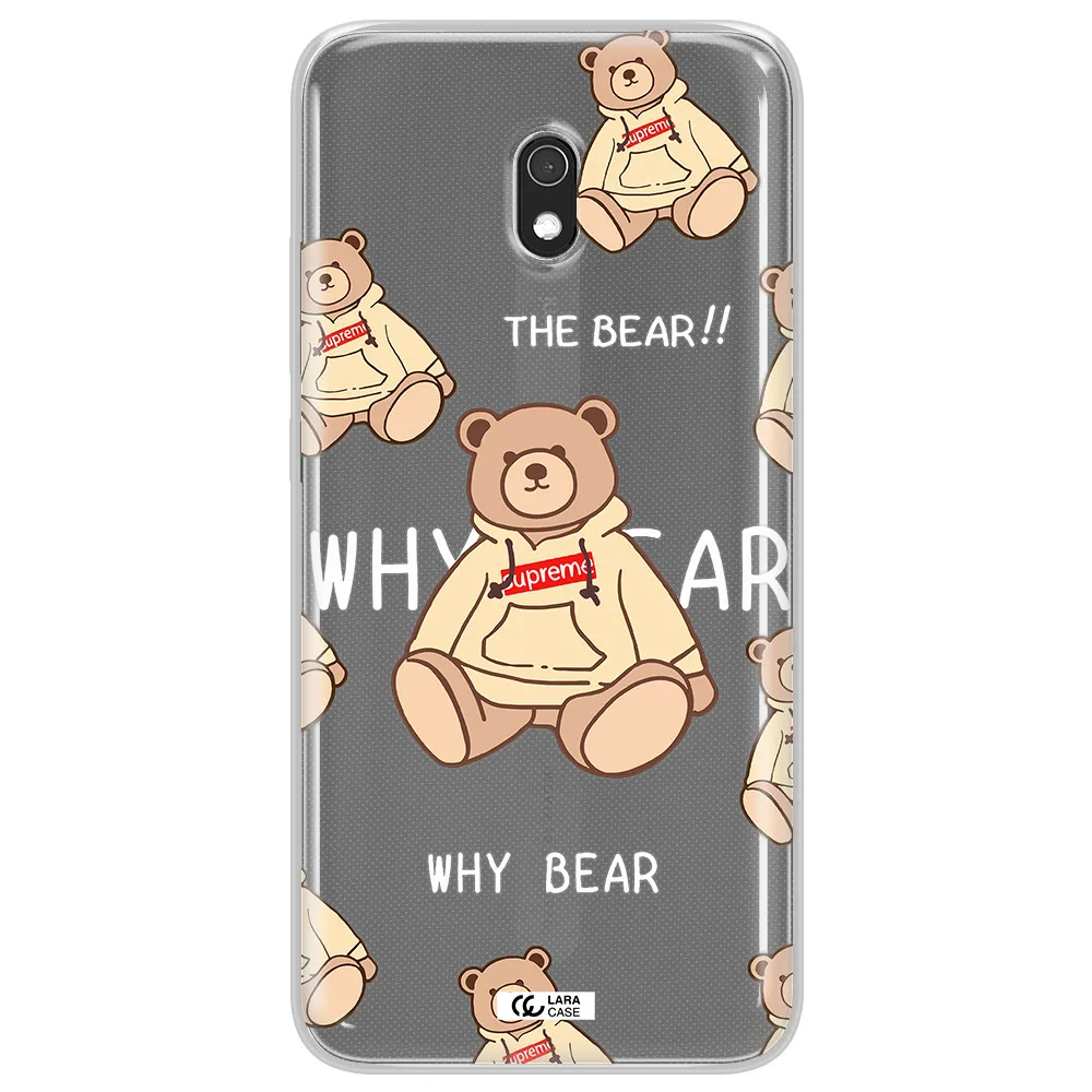A Pattern Of A Teddy Bear Xiaomi Redmi 8A Clear Tpu Case