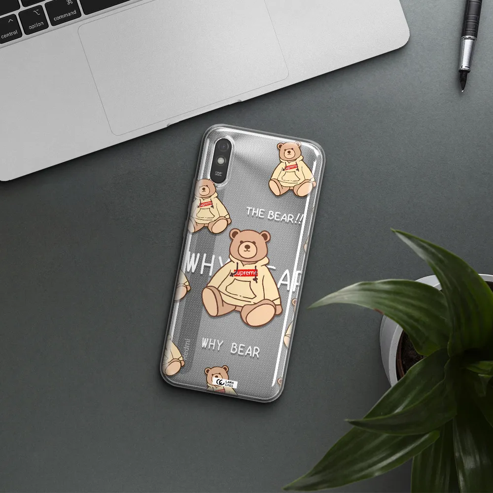 A Pattern Of A Teddy Bear Xiaomi Redmi 9A Clear Tpu Case