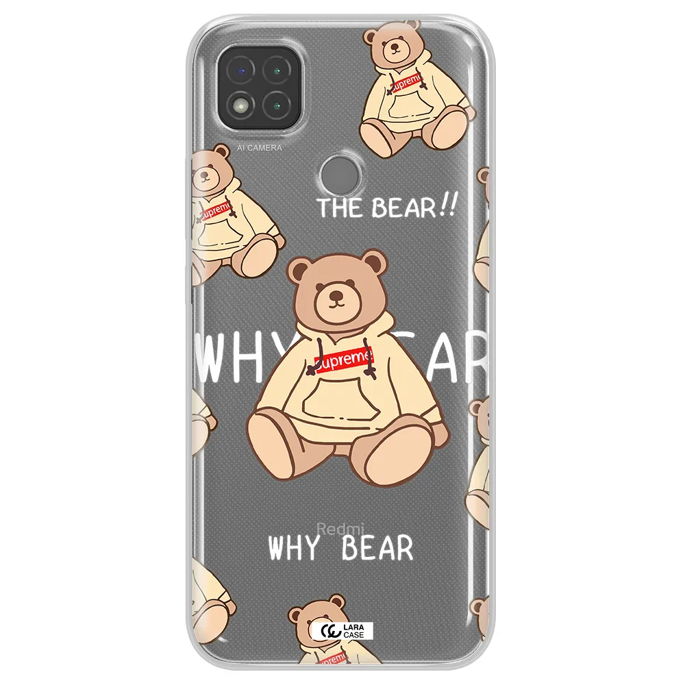 A Pattern Of A Teddy Bear Xiaomi Redmi 9C Clear Tpu Case