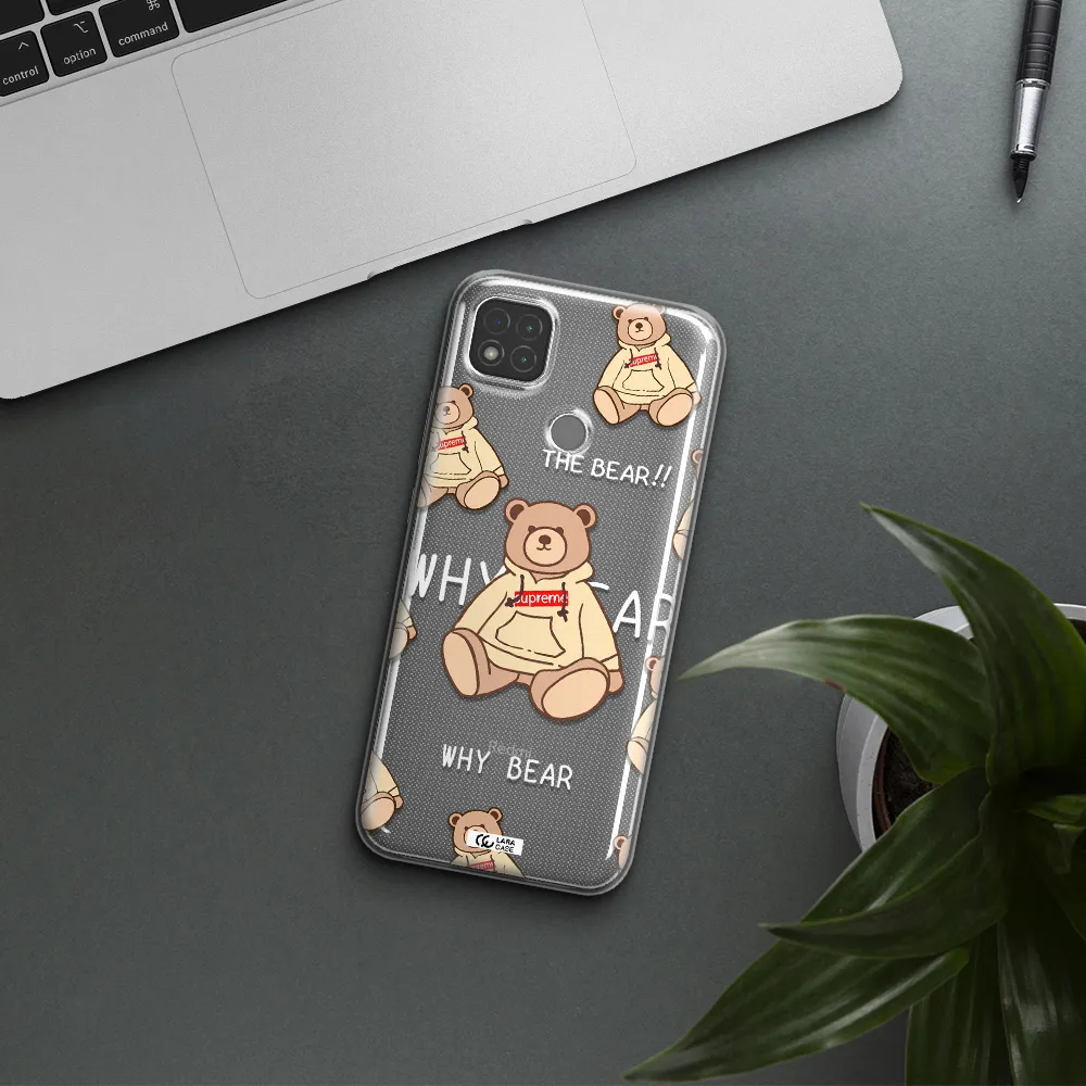 A Pattern Of A Teddy Bear Xiaomi Redmi 9C Clear Tpu Case