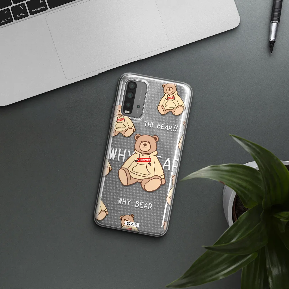 A Pattern Of A Teddy Bear Xiaomi Redmi 9T Clear Tpu Case