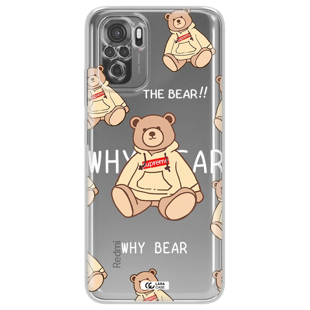 A Pattern Of A Teddy Bear Xiaomi Redmi Note 10S Clear Tpu Case