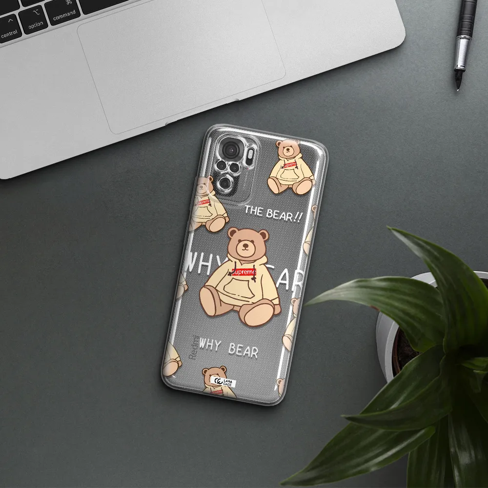 A Pattern Of A Teddy Bear Xiaomi Redmi Note 10S Clear Tpu Case