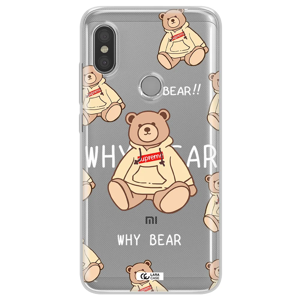 A Pattern Of A Teddy Bear Xiaomi Redmi Note 6 Pro Clear Tpu Case
