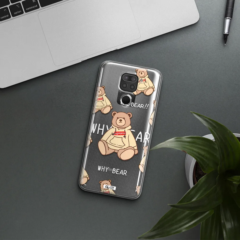 A Pattern Of A Teddy Bear Xiaomi Redmi Note 9 Clear Tpu Case