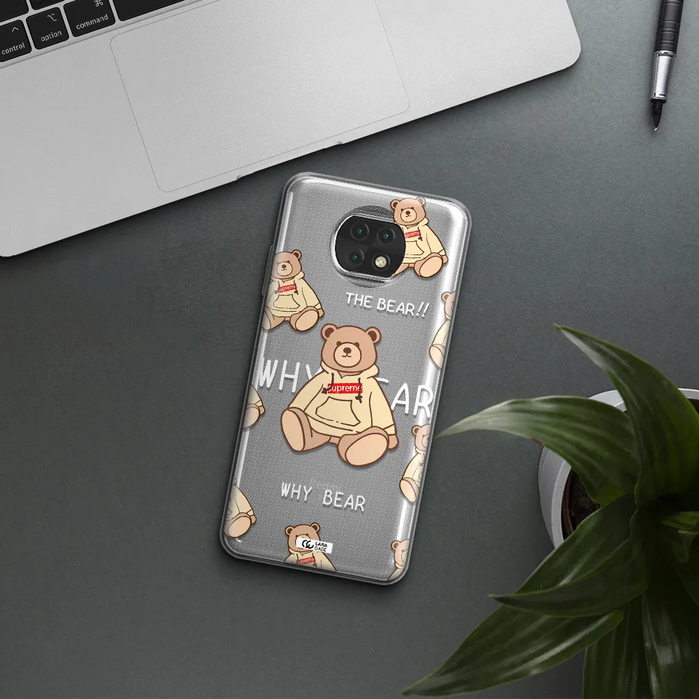 A Pattern Of A Teddy Bear Xiaomi Redmi Note 9T Clear Tpu Case