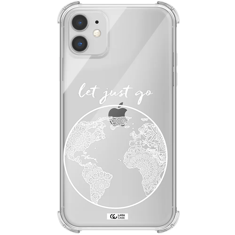 a white background with a circle Apple iPhone 11 Clear PC Case