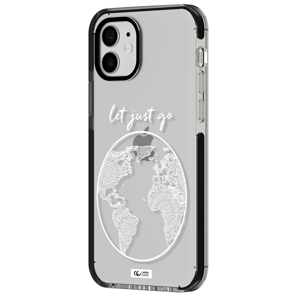 a white background with a circle Apple iPhone 11 impact black border Case