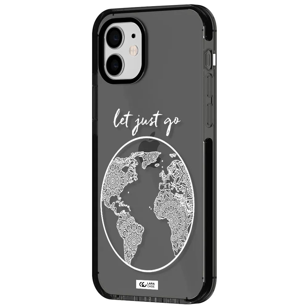 a white background with a circle Apple iPhone 11 impact Smoke Black Case