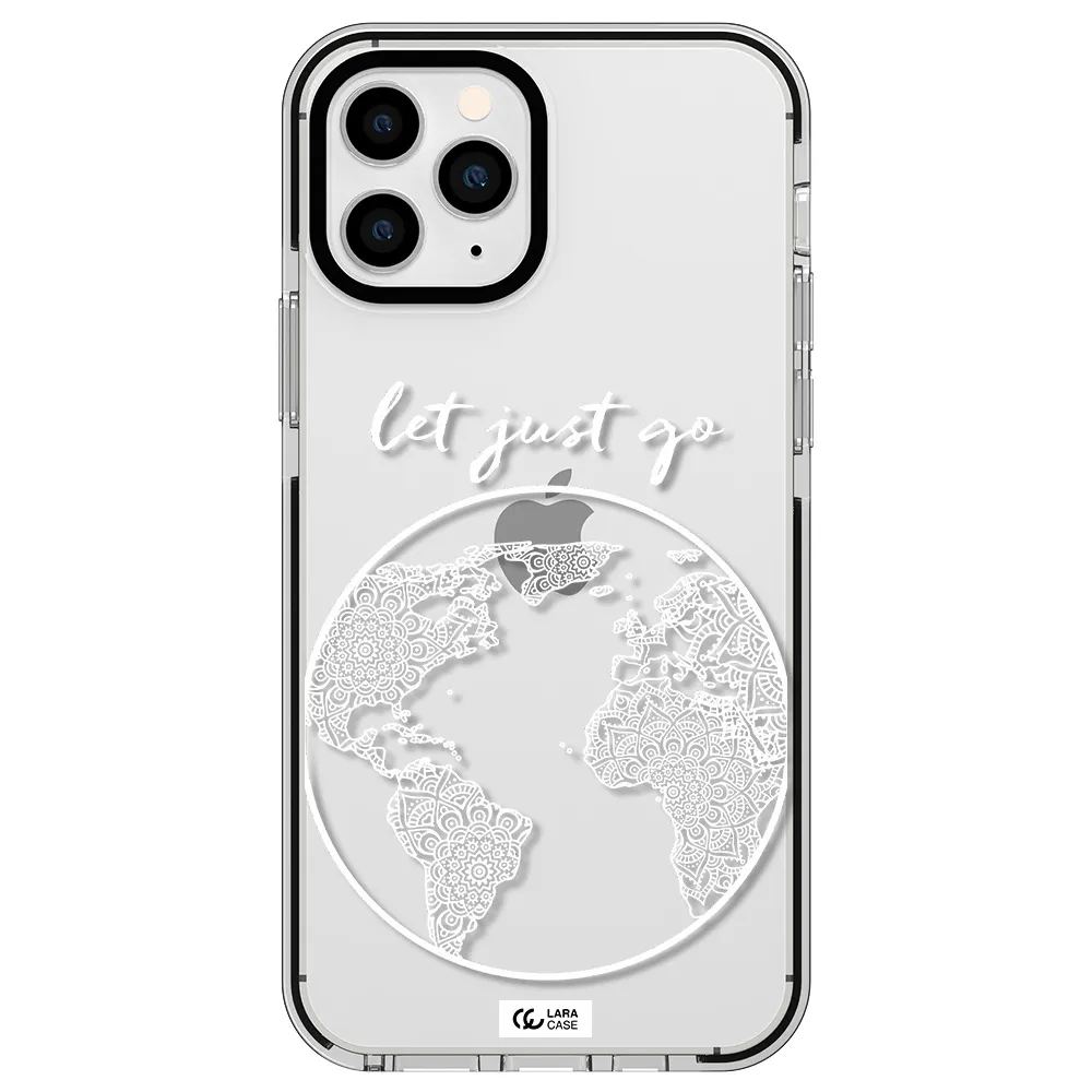 a white background with a circle Apple iPhone 11 pro max impact black border Case