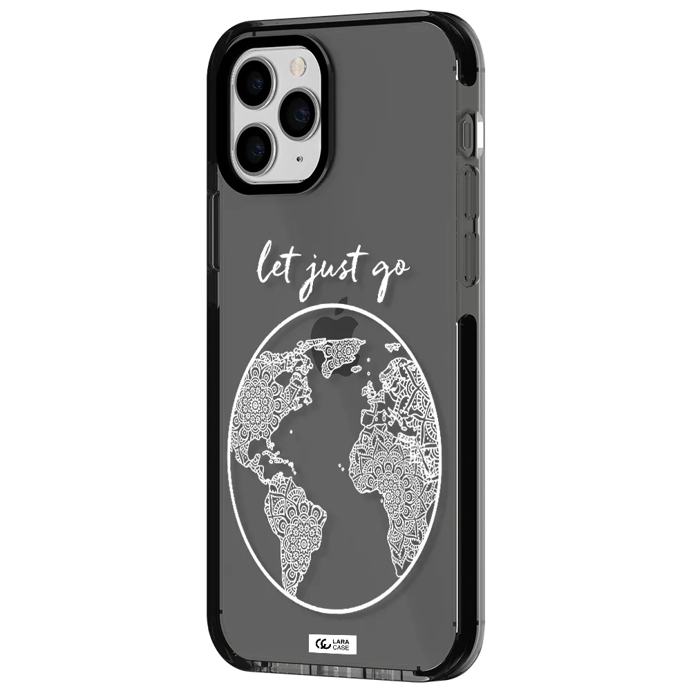 a white background with a circle Apple iPhone 11 pro max impact Smoke Black Case