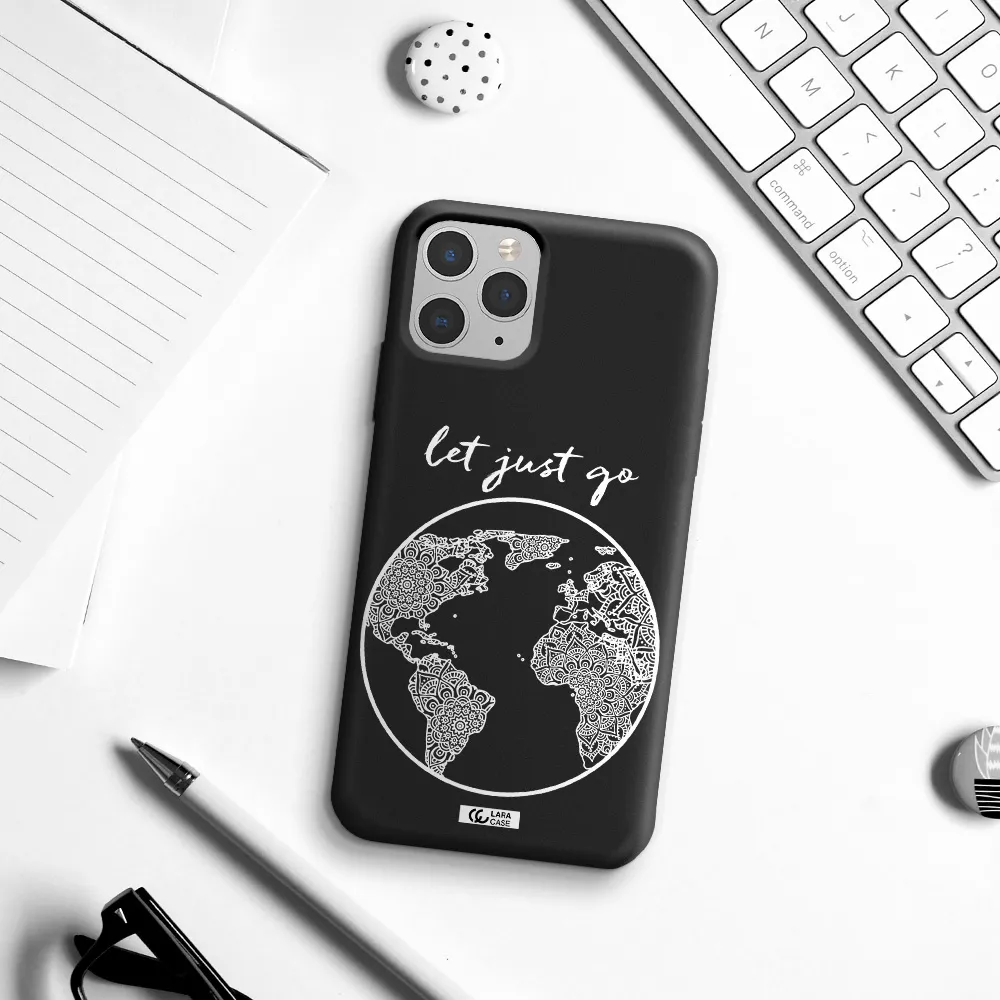 a white background with a circle Apple iPhone 11 pro max Silicone black Case