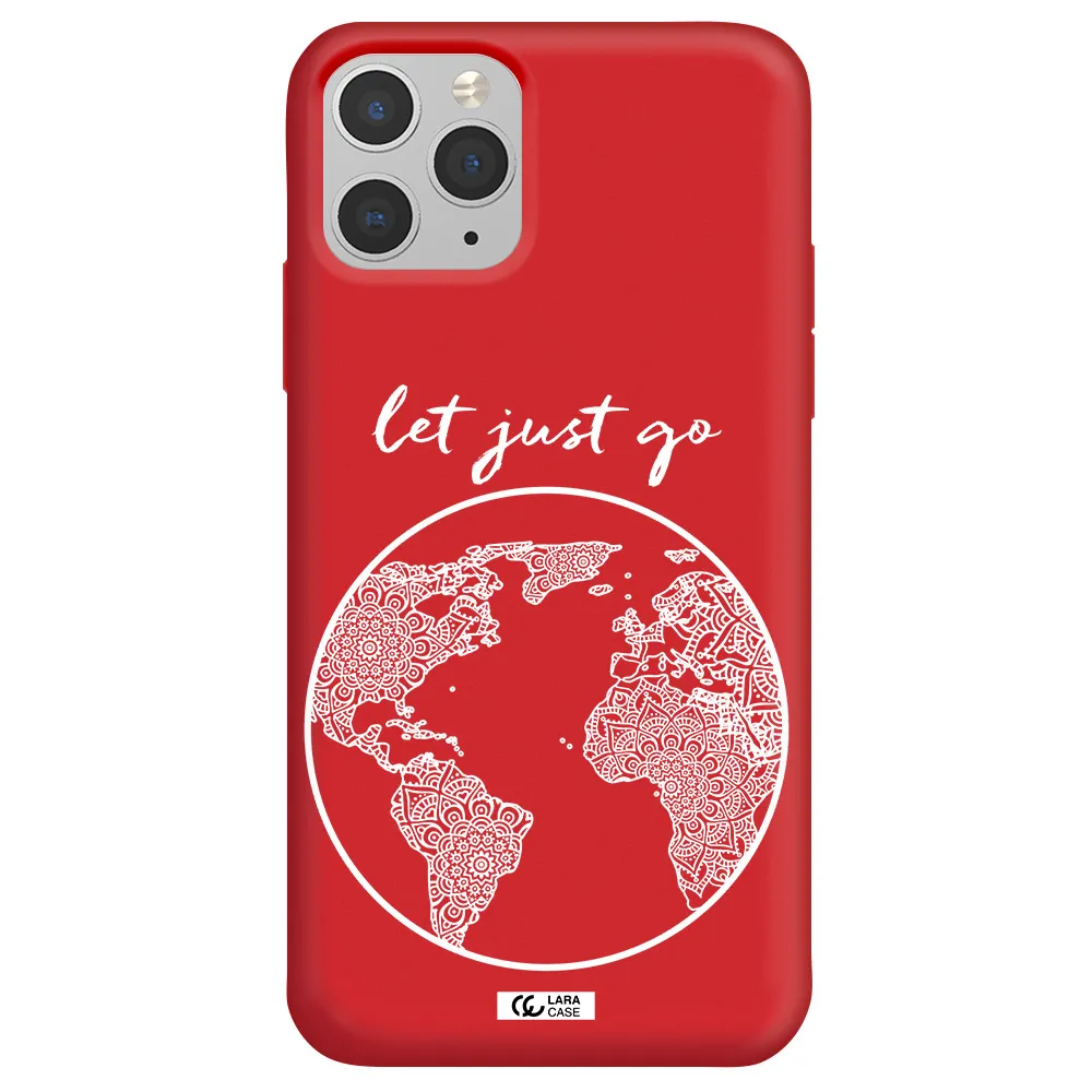 a white background with a circle Apple iPhone 11 pro max Silicone Imperial Red Case