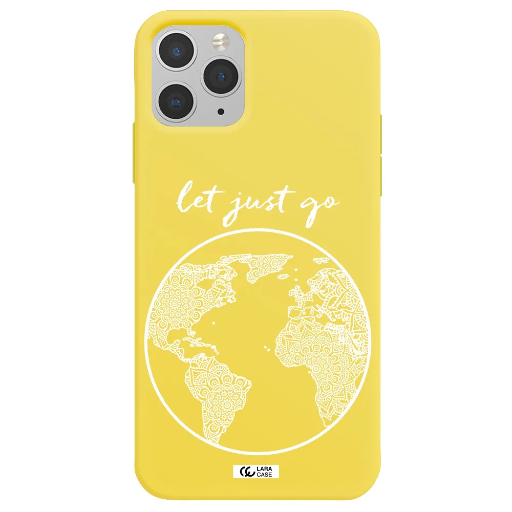 a white background with a circle Apple iPhone 11 pro Silicone canary yellow Case