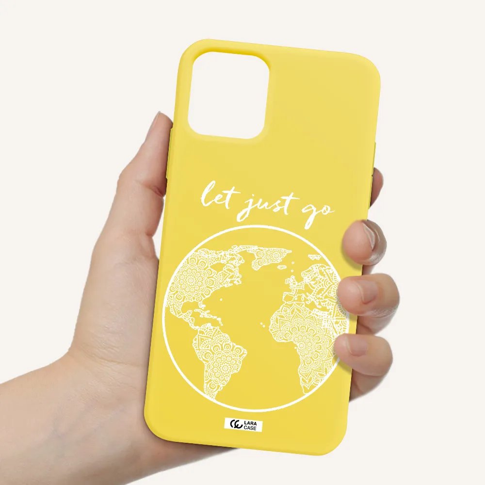 a white background with a circle Apple iPhone 11 pro Silicone canary yellow Case