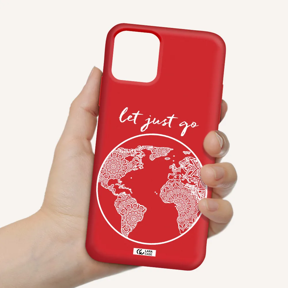 a white background with a circle Apple iPhone 11 pro Silicone Imperial Red Case