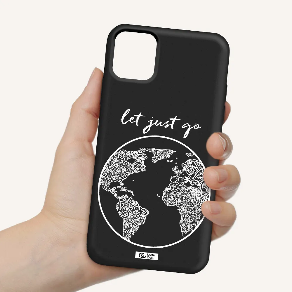 a white background with a circle Apple iPhone 11 Silicone black Case